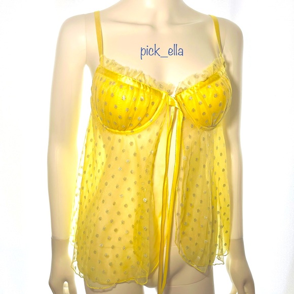 36C VS Victoria’s Secret Sexy little things Yellow Chemise Costume Lingerie Slip - Picture 3 of 16